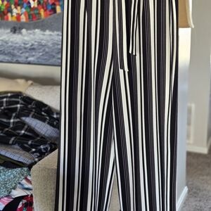 Cato Black and White Striped Wide Leg Pants